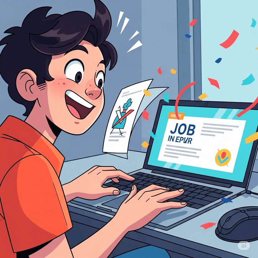 Person using laptop to find jobs with AI assistance